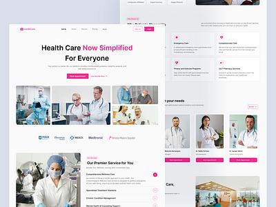 Health Care Website UIUX Design design healthcare healthcare website illustration landing page medical website product design ui ux web design website design