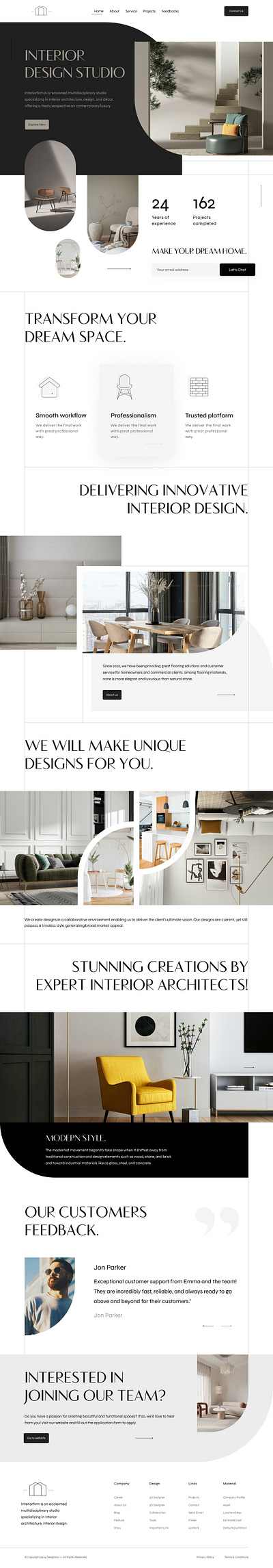 Interior Design Agency: Landing page interior landing page ui vector