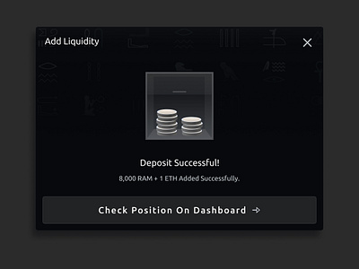 Deposit Successful Modal add liquidity crypto dark deposit exchange finance investment modal pattern popup ramses successful web