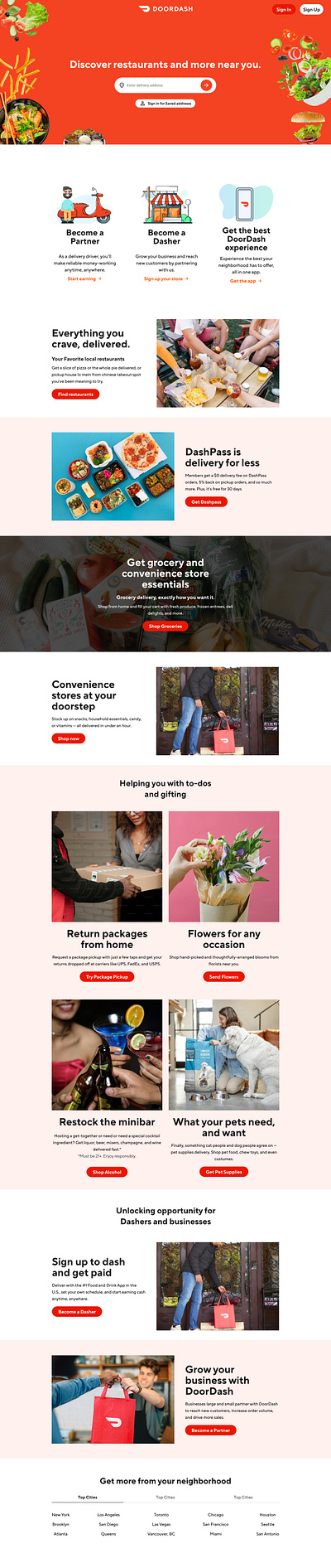 DoorDash Website Landing Page Replicate 2024 doordash food landingpage ui ux uxdesign visual website