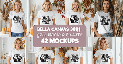 Bella canvas Fall women Mockup Bundle 3001 mockup bella graphic design mockup mockup bundle t shirt mockup