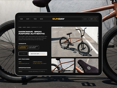 Sunday Bikes | E-commerce bike brutalism dark design e commerce mobile modern sport ui ux web web design