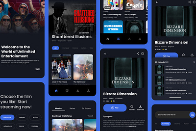 Pluto - Movie Streaming Mobile App application apps branding design graphic design homepage illustration interface layout media online page reel screen store ui user ux