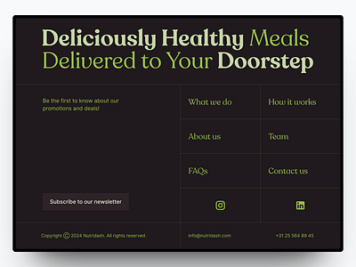 Nutridash Food Service - Footer Design branding design food footer graphic design healthy landing page ui web design website