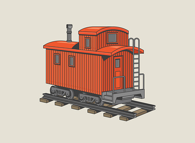 Caboose on Railway Vector Illustration engine