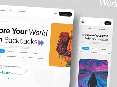 Sport Backpacks | Landing page backpacks branding design ecommerce ecommerce ui design marketplace online shopping online store responsive shop shop online shopify ui ui design ux ux design web web design webflow website