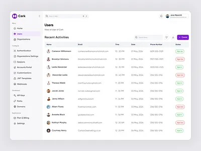 Cark - User management platform branding clean crm dashboard design management dashboard management website mobile app mobile app design saas saas design trending ui ui design uiux user user management platform web design