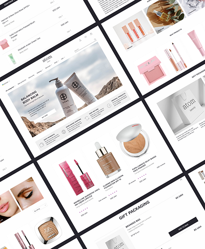 E-commerce. Cosmetics shop "Atom Beauty" branding cosmetics design e commerce figma illustration landing page online shopping ui ux web design