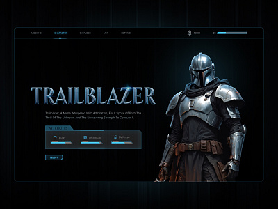 "TRAILBLAZER" Concept 2024 design figma futuristic ui uidesign uiux warrior webdesign