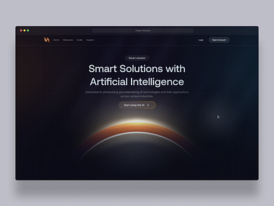 Artificial Intelligence landing page ai glow website hero hero header landing landing page light logo modern saas saas landing ui ui design ui ux