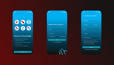 Login and Registration Screens for a Pharmacy Based Application ui ux