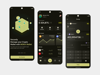 Crypto App (MOKA Wallet) android btc concept crypto design eth figma ios landing manage crypto number onboarding splash statics swap ui ux wallet web