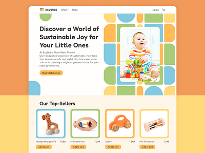 Landing Page for a kid's accessory store branding cute dailyui ecofriendly kids landing page design playful ui