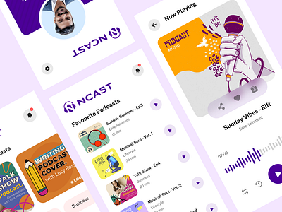 Podcast Mobile App Design animation branding graphic design ui