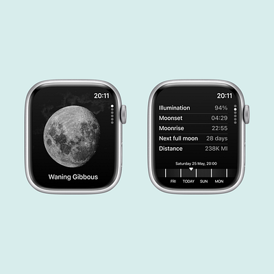 Weather's app Moon Phase on Apple Watch apple watch ios ui widget