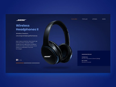 Web design Concept for bose adobe xd photoshop ui ui design web design