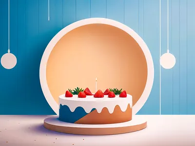 Cake with strawberries cake coloful creative design graphic design illustarion ui