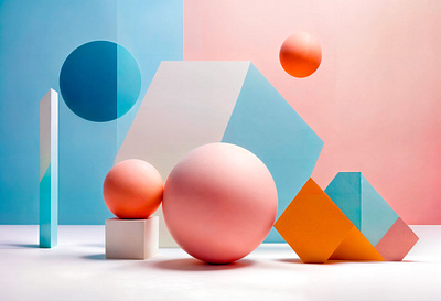 A minimalist still life composition abract coloful creative design geometric shapes illustartion minimalist ui