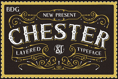 Chester | Display Layered Serif branding design font graphic design illustration logo typography vintage font