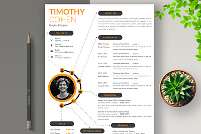 2 Pages Resume With Cover Letter 1 page cv curriculum vitae cv cv design cv template graphic design professional cv professional resume professional summary resume resume design resume template summary