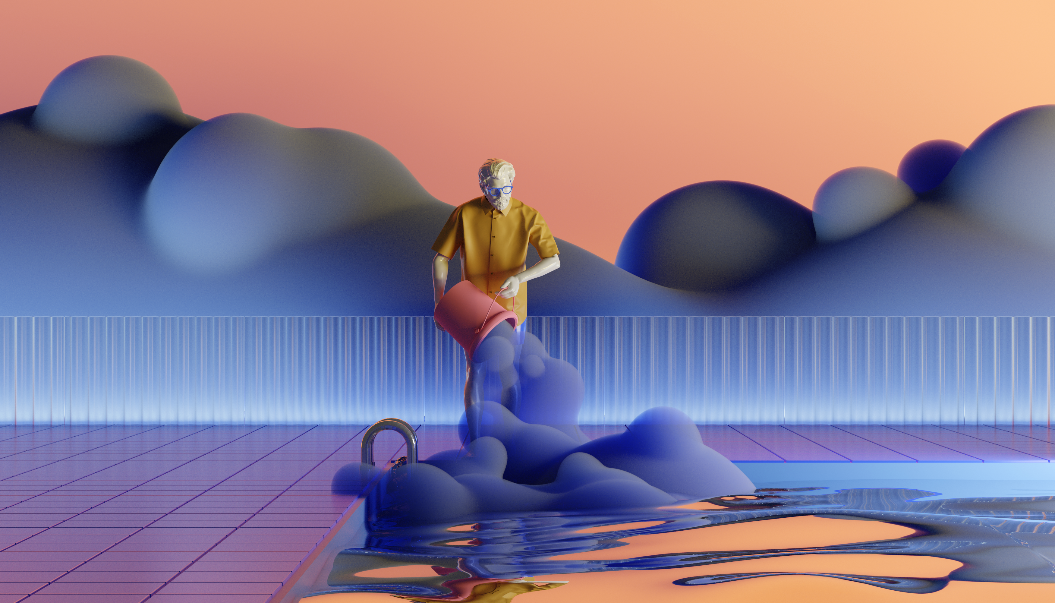 Cloud Pool 3d blender clouds personal pool portrait