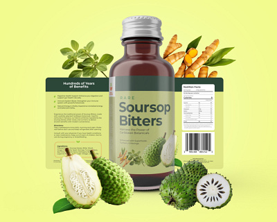 Soursop Bitters Bottle Label bottle label branding graphic design label design packaging print design