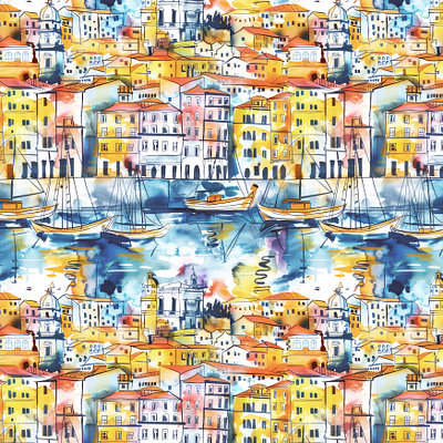 City watercolor pattern czech republic