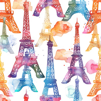 Eiffel tower in Paris pattern isolated