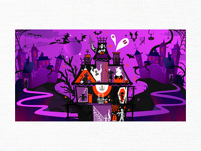 Halloween House Illustration - Halloween Tea abstract adobephotoshop art artwork conceptart design digitalart ghost graphic design graphicdesign halloweeenhouse halloween halloween design halloweenart halloweenconcept halloweendesign hauntedhouse illustration purple scaryhouse