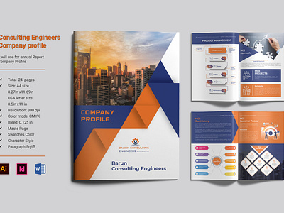 Consulting Engineers Company profile, Company Profile, Brochure animation branding brochure design editorial design graphic design