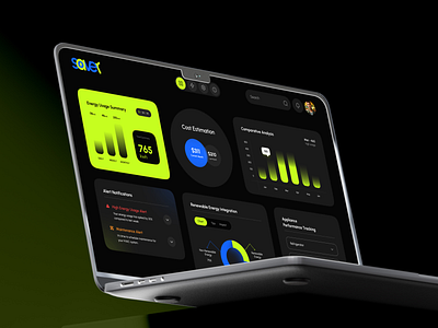 Smart Home Energy Management blue branding dark theme dashboard dashboard design electricity save energy energy insights service energy management green logo power save prototype smart home energy management ui user flow