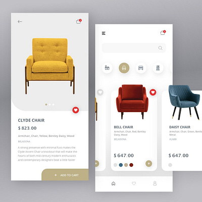 Furniture shopping app design concept chair ecommerce furniture mobile app ui ui design