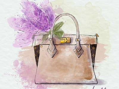 A dream bag bag brand bag branding digital watercolor flower graphic design illustration logo louis vuitton lv postcard procreate