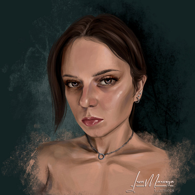 Portrait of woman digital oil digital oil portrait graphic design illustration portrait procreate realistic portrait woman