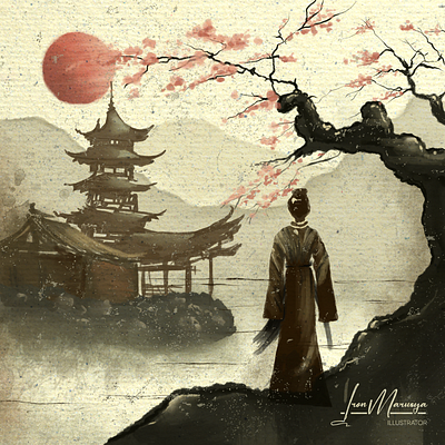 Chinese landscape chinese chinese landscape digital graphic design lanscape sakura traditional painting