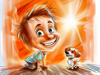 A Happy Boy Cartoon Caricature | A Dog Cartoon Caricature animal cartoon animal design animal illustartion boy illustration caricaturemaster cartoon cartoon animal cartoon dog cartoon portrait cartton character character design cute boy cute dog dog illustration happy boy happy dog illustration mascot portrait thrilled boy