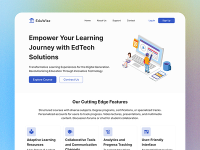 E-Learning Site Landing Page Design e learning e learning website landing page ui uiux user interface website website design