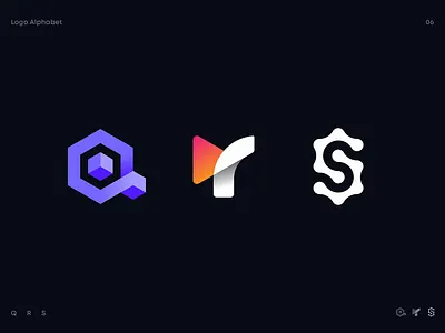 Logo Alphabet 06 - Q, R, S ai blockchain branding gaming gradient icon identity learning lepisov letter lettering logo machine play q r s saas tech web3