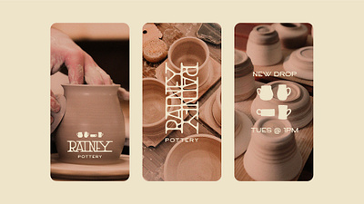 Rainey Pottery brand identity branding clay hand lettered illustration logo mug pottery social typography