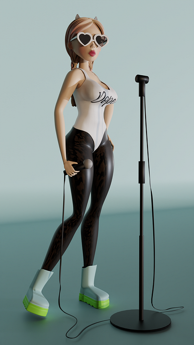 Lola the singer 3d animation art blender blonde body character design dope fitness leggings singer woman