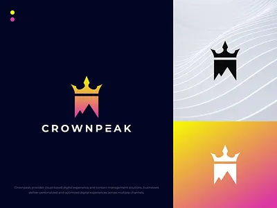 CrownPeak logo | logo design 3d animation brand identity brand logo branding colorful logo crown logo gradient color graphic design illustration logo logo design minimal logo minimalist logo modern logo motion graphics negative space peak logo typography ui