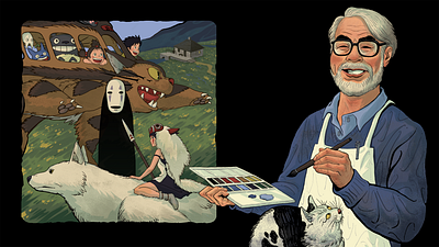 Hayao Miyazaki for Kinopoisk cinema cinemaart design editorial editorialillustration hayao miyazaki illustration magazine magazineillustration