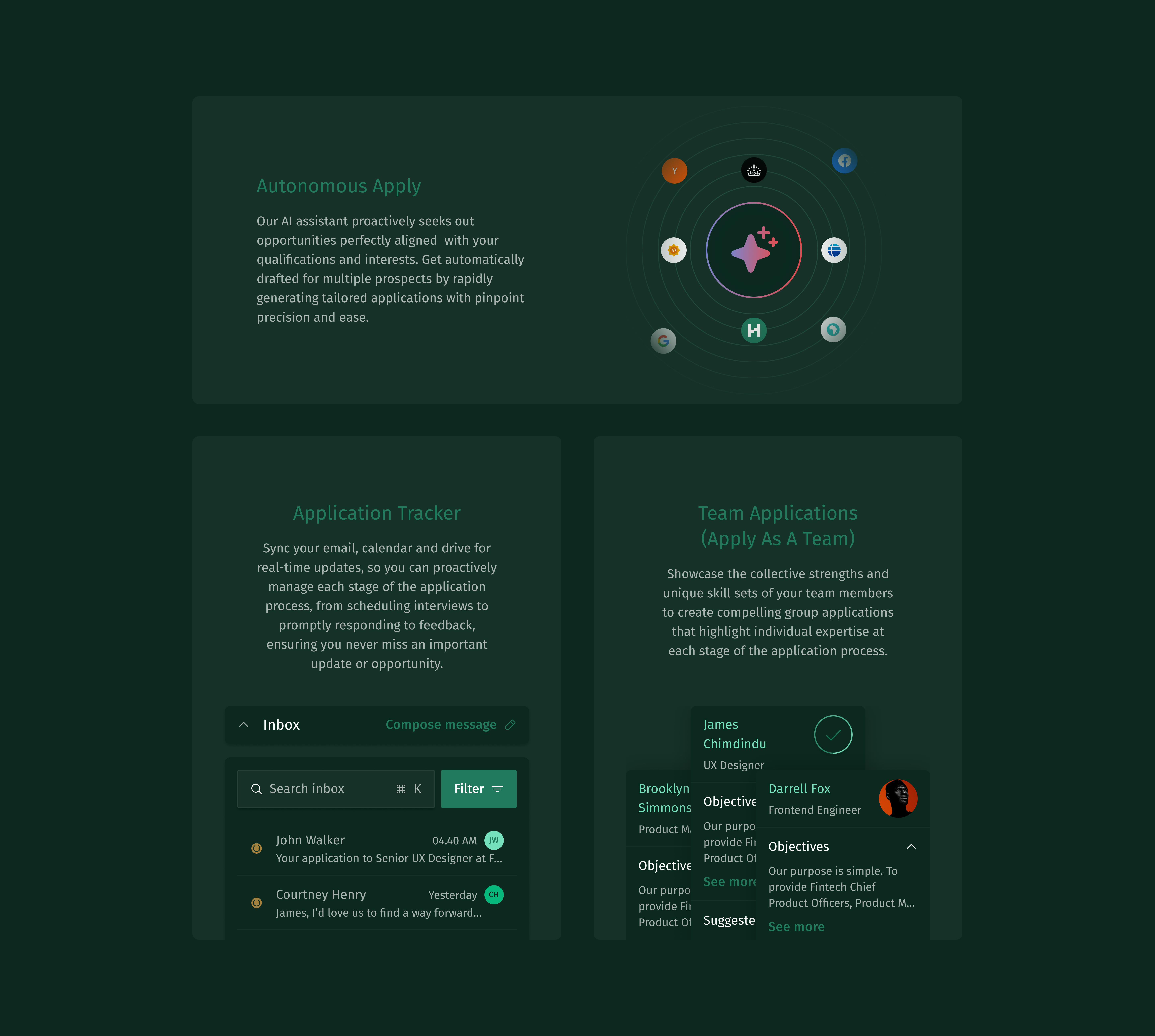 ApplyBetter ai application artificial intelligence assistant branding career company dark mode design document fellowship illustration industry internship job landing page mentorship ui ux vector