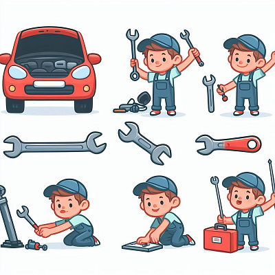 My Auto Fix - Happy Kid auto fix automobile cartoon character graphic design illustration my auto fix