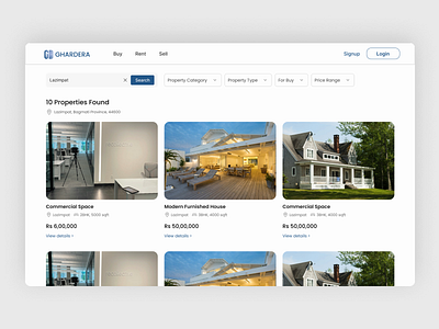 Property Search Result Page ui