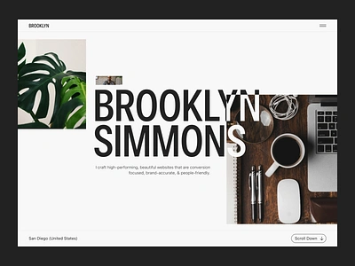 Brooklyn portfolio website header design landing page personal portfolio portfolio website ui ui design ux web web design website website design