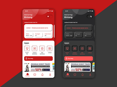 My Tel-U Apps Redesign with Neumorphism Style dark mode frelance mobile application mobile design neumorphism ready to work super app ui design user experience user interface ux design