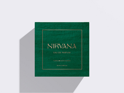 Nirvana Eau de Parfum aesthetic logo brand design branding cosmetics design services fragrance graphic design green logo modern nirvana packaging parfum perfume