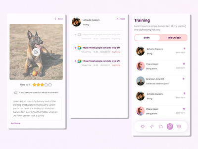 Web application design for pet app design dog pet ui ux webdesign