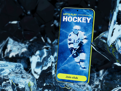 Let's play hockey! 3d art blue c4d cinema 4d design graphic design hockey ice illustration mobile phone sport ui